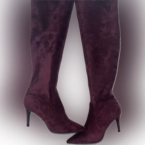 le chateau Shoes Le Chateau Suede Burgundy Over The Knee High Heel Boots Poshmark